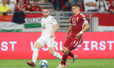 ANDRIJA ZIVKOVIC fudbaler reprezentacije Srbije na utakmici kvalifikacija za UEFA Evropsko prvenstvo 2024 godine protiv MILOS KERKEZ iz Madjarske na stadionu Ferenc Puskas, Budimpesta 14.10.2023. godine Foto: Marko Metlas Fudbal, Reprezentacija, Srbija, Madjarska, UEFA Evropsko prvenstvo, EURO 2024