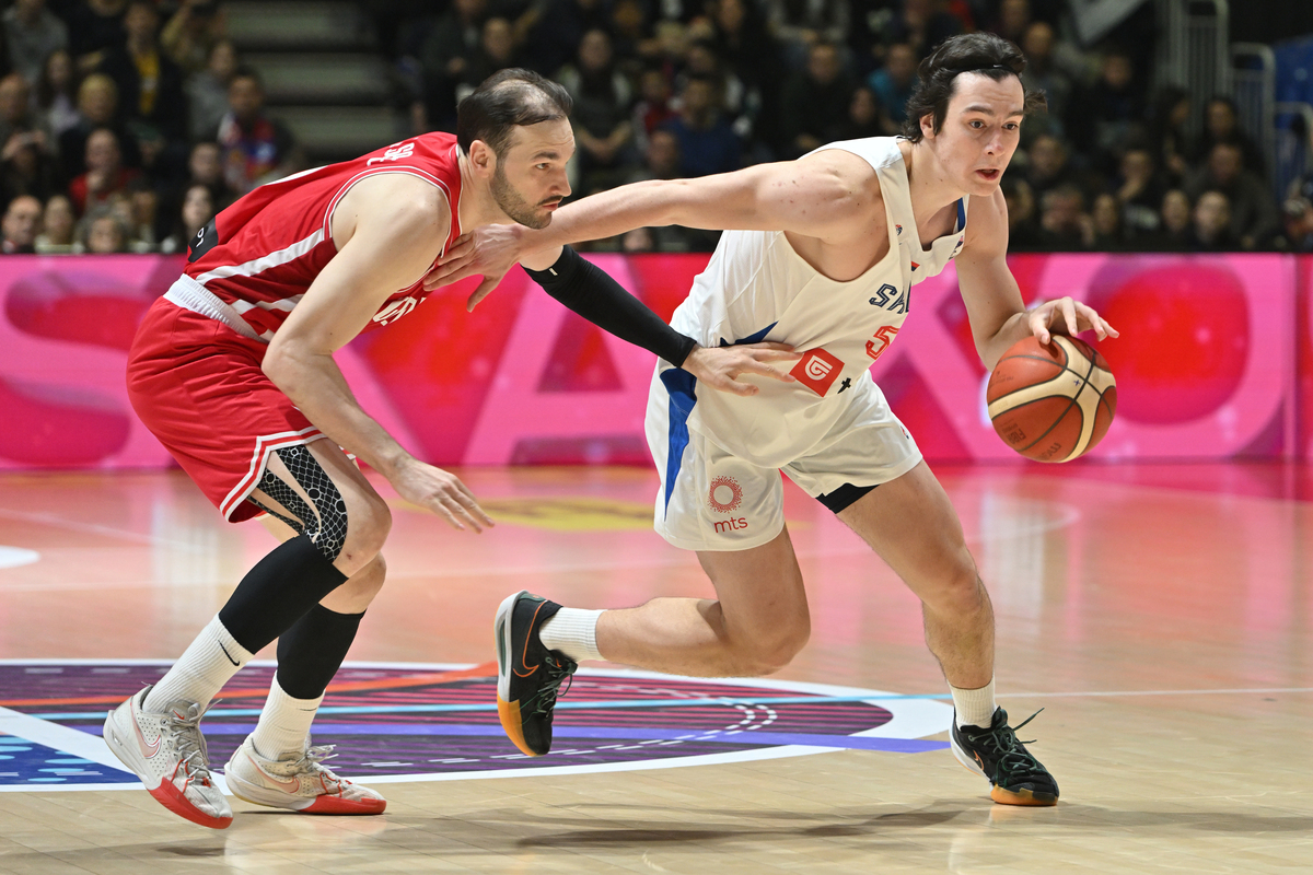 ASIM DJULOVIC kosarkas reprezentacije Srbije na utakmici kvalifikacija za FIBA Evropsko prvenstvo 2025 protiv Gruzije u hali Aleksandar Nikolic Pionir, Beograd 24.02.2025. godine Foto: Marko Metlas Kosarka, Srbija, Kvalifikacije za Evropsko prvenstvo 2025, Gruzija