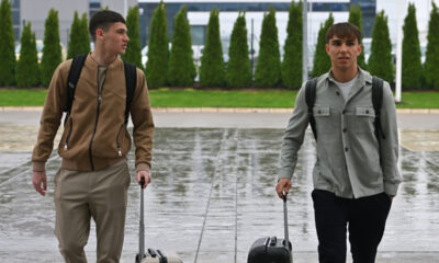 ANDRIJA MAKSIMOVIC i MIHAJLO CVETKOVIC okupljanje fudbalske reprezentacije Srbije u sportskom centru FSS, Stara Pazova 17.03.2025. godine Foto: Marko Metlas Fudbal, Srbija, Okupljanje