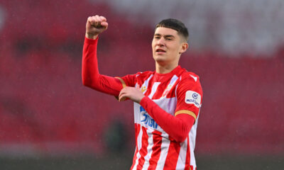 ANDRIJA MAKSIMOVIC fudbaler Crvene zvezde na utakmici Kupa Srbije protiv OFK Beograda na stadionu Rajko Mitic, Beograd 26.03.2025. godine Foto: Marko Metlas Fudbal, Crvena zvezda, Kup Srbije, OFK Beograd