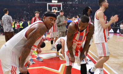 ISAIAH CANAAN Ajzeja Kejnan, CODI MILLER MCINTYRE Kodi Miler Mekintajer tuga kosarkas` Crvene zvezde na utakmici Evrolige protiv Anadolu Efesa Istanbul u hali Beogradska arena, Beograd 04.04.2025. godine Foto: Marko Metlas Kosarka, Crvena zvezda, Evroliga, Anadolu Efes Istanbul