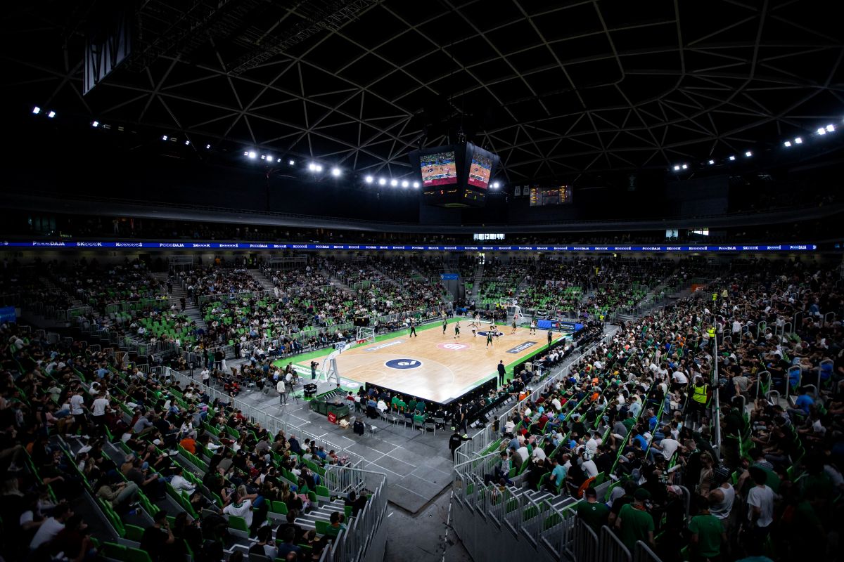 HALA STOZICE kosarkasi Partizana na utakmici Jadranske ABA lige protiv Cedevite Olimpija Ljubljana u hali Stozice, Ljubljana 27.04.2025. godine Foto: MN PRESS Kosarka, Partizan, Jadranska ABA liga, Cedevita Olimpilja Ljubljana, Total