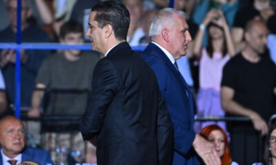 Trener Crvene zvezde na utakmici Jadranske ABA lige protiv Parizana u hali Beogradska arena, Beograd 21.04.2025. godine Foto: Marko Metlas Kosarka, Crvena zvezda, Jadranska ABA liga, Partizan