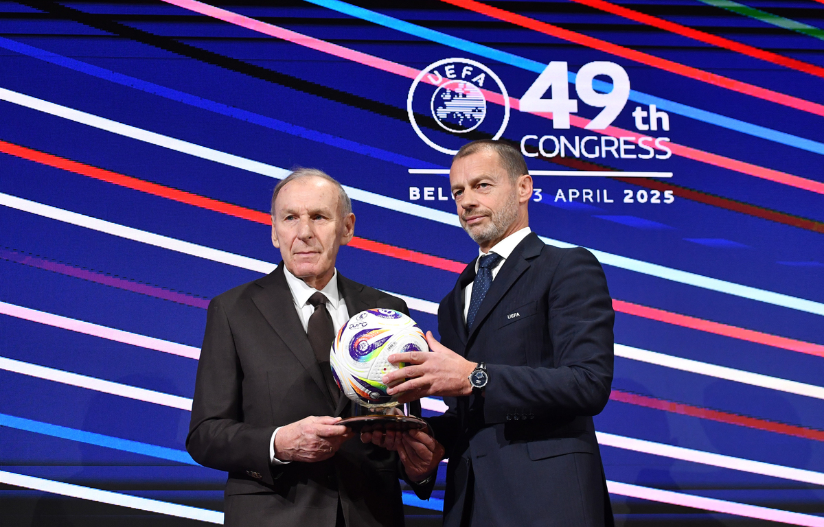 UEFA Congress in Belgrade Sava Centre. DRAGAN DZAJIC, ALEKSANDER CEFERIN Belgrade, 03.04.2025. foto: MN Press Photo FOOTBALL, UEFA CONGRESS
