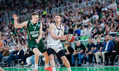 at regular season basketball match of AdmiralBet ABA League 2024/2025 between Cedevita Olimpija Ljubljana (SLO) and Partizan Mozzart Bet (SRB) in SRC Stozice, Ljubljana, Slovenia on April 27, 2025