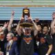 Florida celebrates with the trophy after their win against the Houston in the national championship at the Final Four of the NCAA college basketball tournament, Monday, April 7, 2025, in San Antonio. (AP Photo/Brynn Anderson)