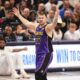Los Angeles Lakers' Luka Doncic (77) reacts to play in the second half of an NBA basketball game against the Dallas Mavericks in Dallas, Wednesday, April 9, 2025. (AP Photo/LM Otero)