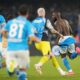 Napoli's Romelu Lukaku celebrates after scoring his side's 2nd goal during the Italian Serie A soccer match between Napoli and Cagliari at the Diego Maradona stadium in Naples, Italy, Friday, May 23, 2025. (AP Photo/Gregorio Borgia)