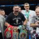 Ukraine's Oleksandr Usyk celebrates winning the undisputed world heavyweight boxing title fight against Britain's Daniel Dubois in London, Saturday, July 19, 2025. (AP Photo/Frank Augstein)