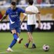 Al-Hilal's Sergej Milinkovic-Savic warms up before the Club World Cup round of 16 soccer match between Manchester City and Al Hilal in Orlando, Fla., Monday, June 30, 2025. (AP Photo/Phelan Ebenhack)