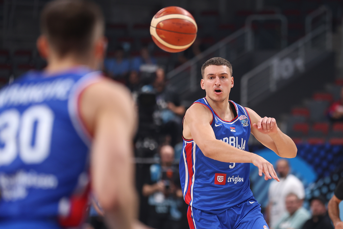 kosarkas reprezentacije Srbije na utakmici Evropskog Prvenstva protiv Portugala u hali Saomi Arena, Riga 27.08.2025. godine Foto: Ivica Veselinov / MN PRESS KOSARKA, BASKETBALL, SRBIJA, SERBIA, PORTUGAL, EUROBASKET 2025, XIAOMI ARENA