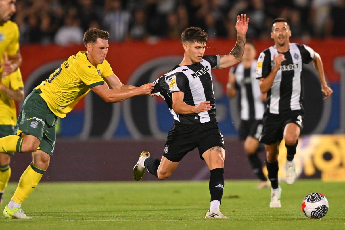 fudbaler Partizana na utakmici kvalifikacija za UEFA Ligu Konferencija protiv Hibernijana na stadionu Partizana, Beograd 07.08.2025. godine Foto: Marko Metlas Fudbal, Partizan, Kvalifikacije, UEFA Liga Konferencija, Hibernijan