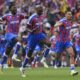 Crystal Palace players celebrate after winning in penalty shootout during the FA Community Shield final soccer match between Liverpool and Crystal Palace at Wembley Stadium in London,Sunday, Aug. 10, 2025. (AP Photo/Dave Shopland)