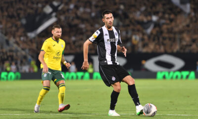MARIO JURCEVIC fudbaler Partizana na utakmici kvalifikacija za UEFA Ligu Konferencija protiv Hibernijana Edinburg na stadionu Partizana, Beograd 07.08.2025. godine Foto: Marko Metlas Fudbal, Partizan, Kvalifikacije, UEFA Liga Konferencija, Hibernijan Edinburg