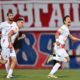 RADIVOJ BOSIC, fudbaler Radnickog, proslavlja gol na prvenstvenoj utakmici protiv Partizana, na stadionu Cair. Nis, 24.08.2025. foto: MN Press / Mladjan Ivanovic Fudbal, Radnicki Nis, Partizan