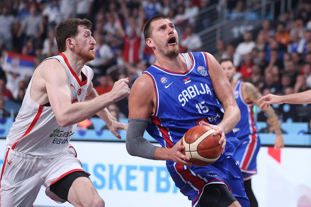 NIKOLA JOKIC kosarkas reprezentacije Srbije na utakmici Evropskog Prvenstva protiv Turske u hali Saomi Arena, Riga 03.09.2025. godine Foto: Ivica Veselinov / MN PRESS KOSARKA, BASKETBALL, SRBIJA, SERBIA, TURSKA, TURKEY, TURKIYE, EUROBASKET 2025, XIAOMI ARENA