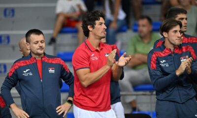 CUCKIC, ILIJA BOZOLJAC, trener tenisera Srbije, BRANKO DJURIC, na Dejvis Kup mecu protiv Turske, u hali Cair. Nis, 12.09.2025. foto: Mladjan Ivanovic / MN Press Tenis, Davis Cup, Srbija, Turska