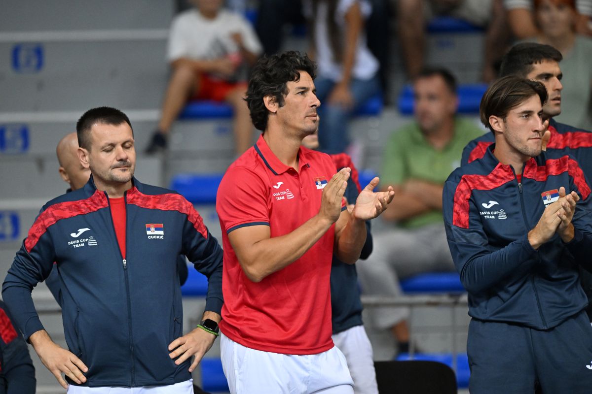 CUCKIC, ILIJA BOZOLJAC, trener tenisera Srbije, BRANKO DJURIC, na Dejvis Kup mecu protiv Turske, u hali Cair. Nis, 12.09.2025. foto: Mladjan Ivanovic / MN Press Tenis, Davis Cup, Srbija, Turska