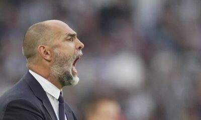 Juventus' head coach Igor Tudor during the Serie A soccer match between Juventus and Inter at the Allianz Stadium in Turin, Italy, Saturday, Sept. 13, 2025. (Spada/LaPresse via AP)