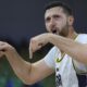 Bosnia's Jusuf Nurkic reacts during the Eurobasket, European Basketball Championship Group C match between Bosnia and Georgia at Spyros Kyprianou Arena, in Limassol, Cyprus, Thursday, Sept. 4, 2025. (AP Photo/Sakis Savvides)