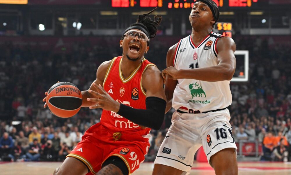 kosarkas Crvene zvezde na utakmici Evrolige protiv Armani Olimpija Milano u hali Beogradska arena, Beograd 30.09.2025. godine Foto: Marko Metlas Kosarka, Crvena zvezda, Evroliga, Armani Olimpija Milano