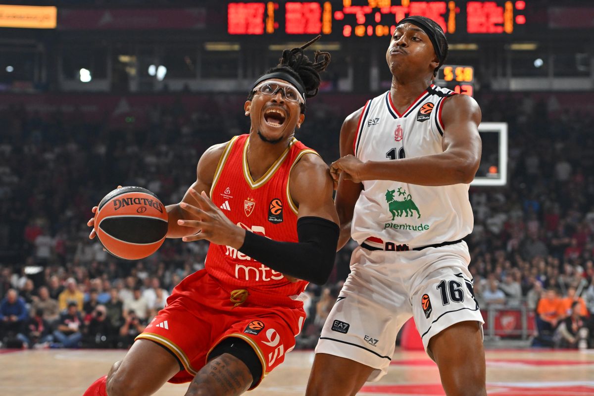 kosarkas Crvene zvezde na utakmici Evrolige protiv Armani Olimpija Milano u hali Beogradska arena, Beograd 30.09.2025. godine Foto: Marko Metlas Kosarka, Crvena zvezda, Evroliga, Armani Olimpija Milano
