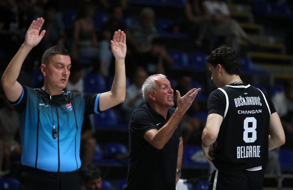 kosarkas Partizana na utakmici Open air turnira protiv Makabija Tel Aviv u hali Aleksandar Nikolic Pionir, Beograd 13.09.2025. godine Foto: MN PRESS Kosarka, Partizan, Open air turnir, Makabi Tel Aviv