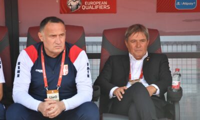 Selektor reprezentacije Srbije na utakmici kvalifikacija za FIFA Svetsko prvenstvo protiv Letonije na stadionu Daugava, Riga 06.09.2025. godine Foto: Marko Metlas Fudbal, Reprezentacija, Srbija, Letonija, Kvalifikacije za Svetsko prvenstvo