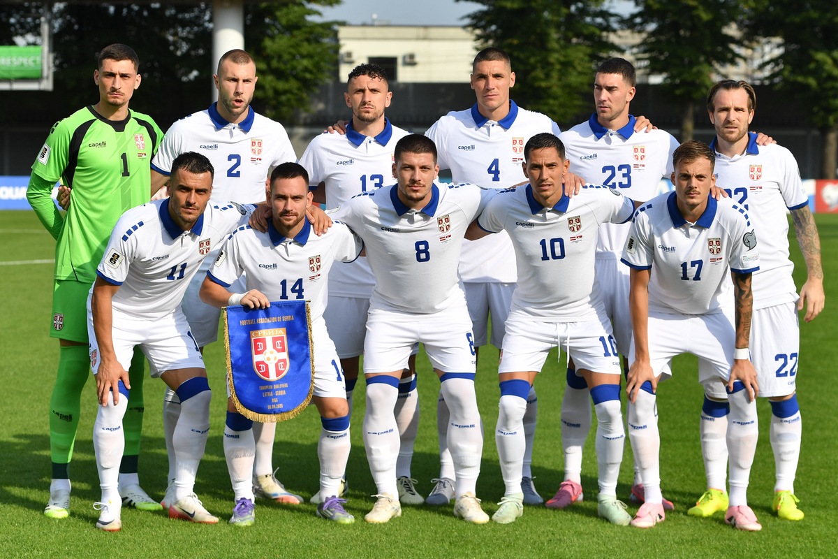 fudbaler reprezentacije Srbije na utakmici kvalifikacija za FIFA Svetsko prvenstvo protiv Letonije na stadionu Daugava, Riga 06.09.2025. godine Foto: Marko Metlas Fudbal, Reprezentacija, Srbija, Letonija, Kvalifikacije za Svetsko prvenstvo