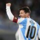 Argentina's Lionel Messi celebrates scoring his side's third goal against Venezuela during a World Cup 2026 qualifying soccer match at the Monumental stadium in Buenos Aires, Argentina, Thursday, Sept. 4, 2025. (AP Photo/Gustavo Garello)