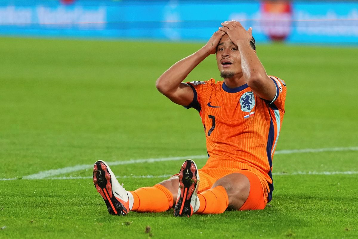 during a World Cup qualifying soccer match between the Netherlands and Poland in Rotterdam, Netherlands, Thursday, Sept. 4, 2025. (AP Photo/Peter Dejong)