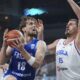 Finland's Mikael Jantunen, left, and Serbia's Nikola Jokic in action during the Eurobasket, European Basketball Championship round of 16 match between Serbia and Finland at the Riga Arena in Riga, Latvia, Saturday, Sept. 6, 2025. (AP Photo/Sergei Grits)