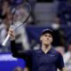 Jannik Sinner, of Italy, reacts after defeating Alexander Bublik, of Kazakhstan, during the fourth-round of the U.S. Open tennis championships, Monday, Sept. 1, 2025, in New York. (AP Photo/Adam Hunger)