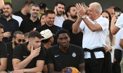 KK PARTIZAN, promocija novog Nike dresa, ispod Avalskog tornja. MARIO NAKIC, SHAKE MILTON Sejk Milton, ZELJKO OBRADOVIC Avala, 28.08.2025. foto: Nebojsa Parausic Kosarka, KK Partizan