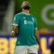 Liverpool's Mohamed Salah reacts during the Premier League soccer match between Brentford and Liverpool in London, Saturday, Oct. 25, 2025. (AP Photo/Dave Shopland)