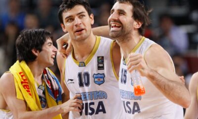 Luis Cequeira Sekeira , Carlos Delfino Karlos , Federico Kammerichs Kameriks kosarkas Argentine na utakmici FIBA Svetskog prvenstva 2010 protiv Brazila u hali Sinan Erdem, Istanbul, Turska radost 07.09.2010. godine Foto: Marko Metlas
