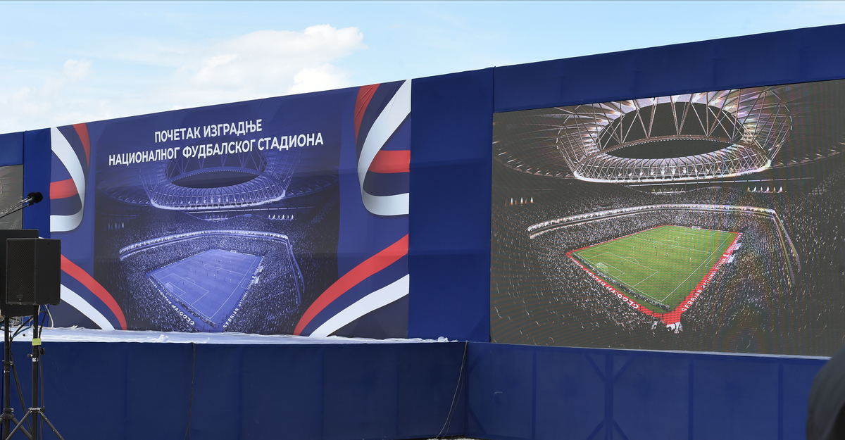 Pocetak izgradnje nacionalnog fudbalskog stadiona, i postavljanje kamena temeljca, u Surcinu. Beograd, 01.05.2024. foto: Nebojsa Parausic Fudbal, Nacionalni stadion