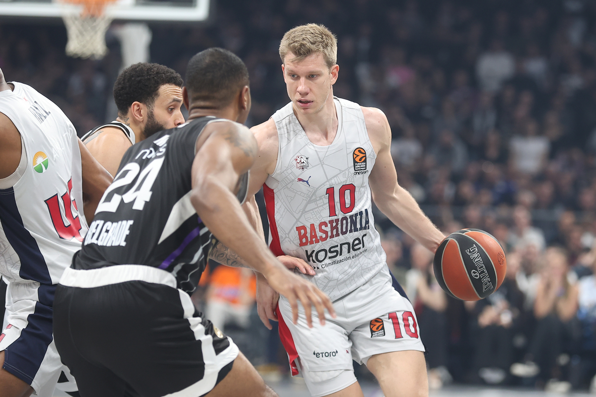 OGNJEN JARAMAZ kosarkas Baskonije na utakmici Evrolige protiv Partizana u hali Beogradska Arena, Beograd 28.02.2025. godine Foto: Ivica Veselinov / MN PRESS KOSARKA, BASKETBALL, EVROLIGA, EUROLEAGUE, PARTIZAN, BASKONIA, BASKONIJA