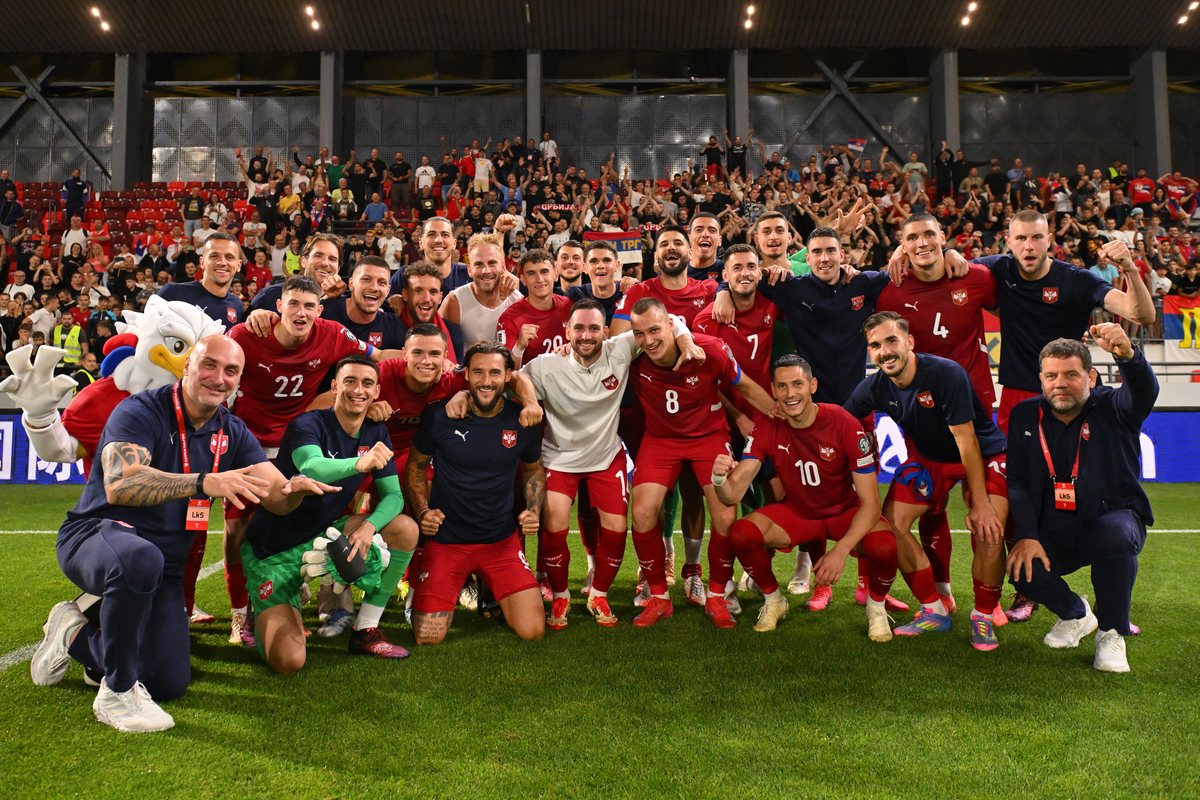EKIPA fudbalera reprezentacije Srbije na utakmici kvalifikacija za FIFA Svetsko prvenstvo protiv Andore na stadionu Dubocica, Leskovac 10.06.2025. godine Foto: Marko Metlas Fudbal, Reprezentacija, Srbija, Andora, Kvalifikacije za Svetsko prvenstvo