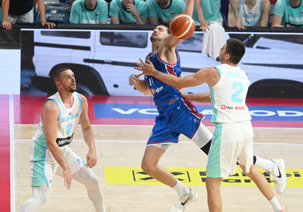 TRISTAN VUKCEVIC, kosarkas Srbije, na prijateljskoj utakmici protiv Slovenije, u Beogradskoj areni. Beograd, 21.08.2025. foto: Nebojsa Parausic Kosarka, Srbija, Slovenija