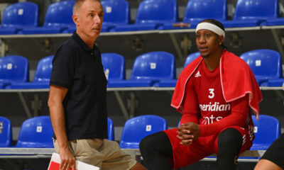MILAN TOMIC direktor i ISAIAH CANAAN Ajzeja Kejnan trening kosarkasa Crvene zvezde u hali Aleksandar Nikolic Pionir, Beograd 27.08.2025. godine Foto: Marko Metlas Kosarka, Crvena zvezda