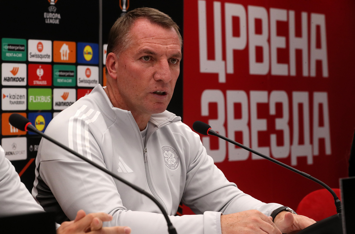 BRENDAN RODGERS Brendan Rodzers trener fudbalera Seltika Glazgov na pres konferenciji pred utakmicu UEFA Lige Evropa protiv Crvene zvezde na stadionu Rajko Mitic, Beograd 23.09.2025. godine Foto: MN PRESS Fudbal, Crvena zvezda, UEFA Liga Evropa, Seltik Glazgov