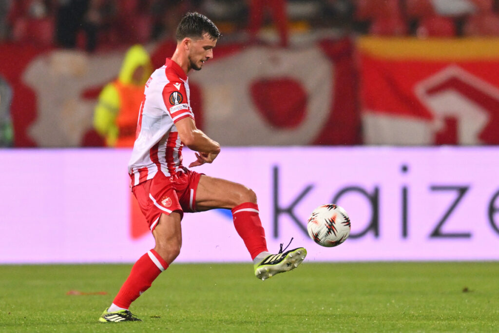 TOMAS HANDEL fudbaler Crvene zvezde na utakmici UEFA Lige Evropa protiv Seltika Glazgov na stadionu Rajko Mitic, Beograd 24.09.2025. godine Foto: Marko Metlas Fudbal, Crvena zvezda, UEFA Liga Evropa, Seltik Glazgov
