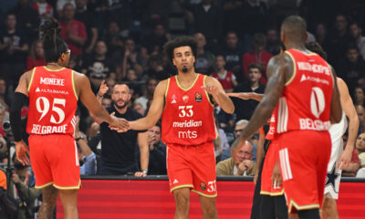 JORDAN NWORA Dzordan Nvora kosarkas Crvene zvezde na utakmici Evrolige protiv Armani Olimpija Milano u hali Beogradska arena, Beograd 30.09.2025. godine Foto: Marko Metlas Kosarka, Crvena zvezda, Evroliga, Armani Olimpija Milano