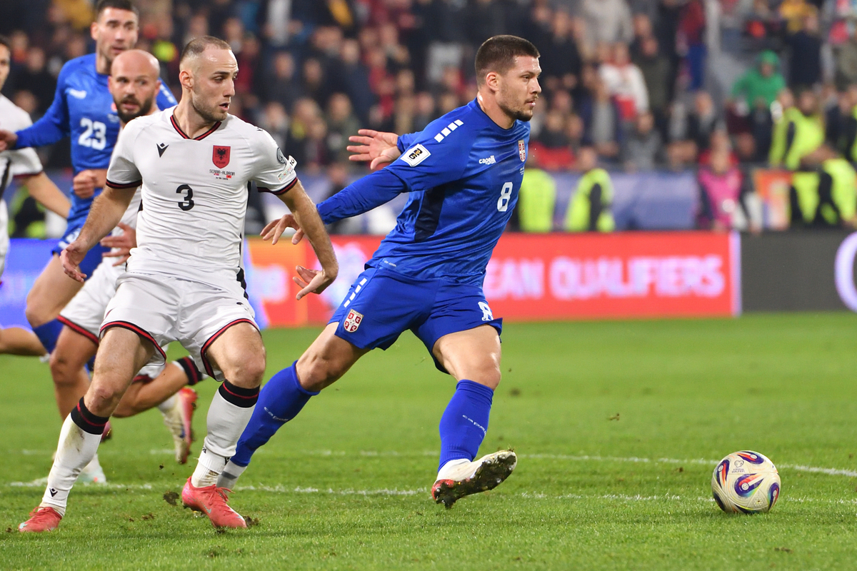 LUKA JOVIC fudbaler reprezentacije Srbije na utakmici kvalifikacija za FIFA Svetsko prvenstvo protiv Albanije na stadionu Dubocica, Leskovac 11.10.2025. godine Foto: Marko Metlas Fudbal, Reprezentacija, Srbija, Albanija, Kvalifikacije za Svetsko prvenstvo
