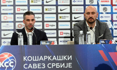 Promocija DUSANA ALIMPIJEVICA novog selektora kosarkaske reprezentacije Srbije, u hotelu Kraun Plaza. DUSAN ALIMPIJEVIC, NENAD KRSTIC Beograd, 11.10.2025. foto: Nebojsa Parausic Kosarka, Srbija, Crowne Plaza