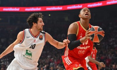 kosarkas Crvene zvezde na utakmici Evrolige protiv Armani Olimpija Milano u hali Beogradska arena, Beograd 30.09.2025. godine Foto: Marko Metlas Kosarka, Crvena zvezda, Evroliga, Armani Olimpija Milano