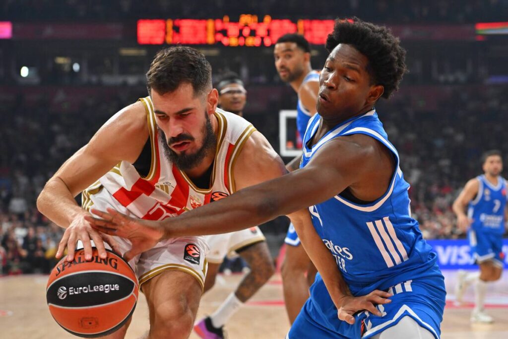 kosarkas Crvene zvezde na utakmici Evrolige protiv Reala Madrid u hali Beogradska arena, Beograd 17.10.2025. godine Foto: Marko Metlas Kosarka, Crvena zvezda, Evroliga, Real Madrid