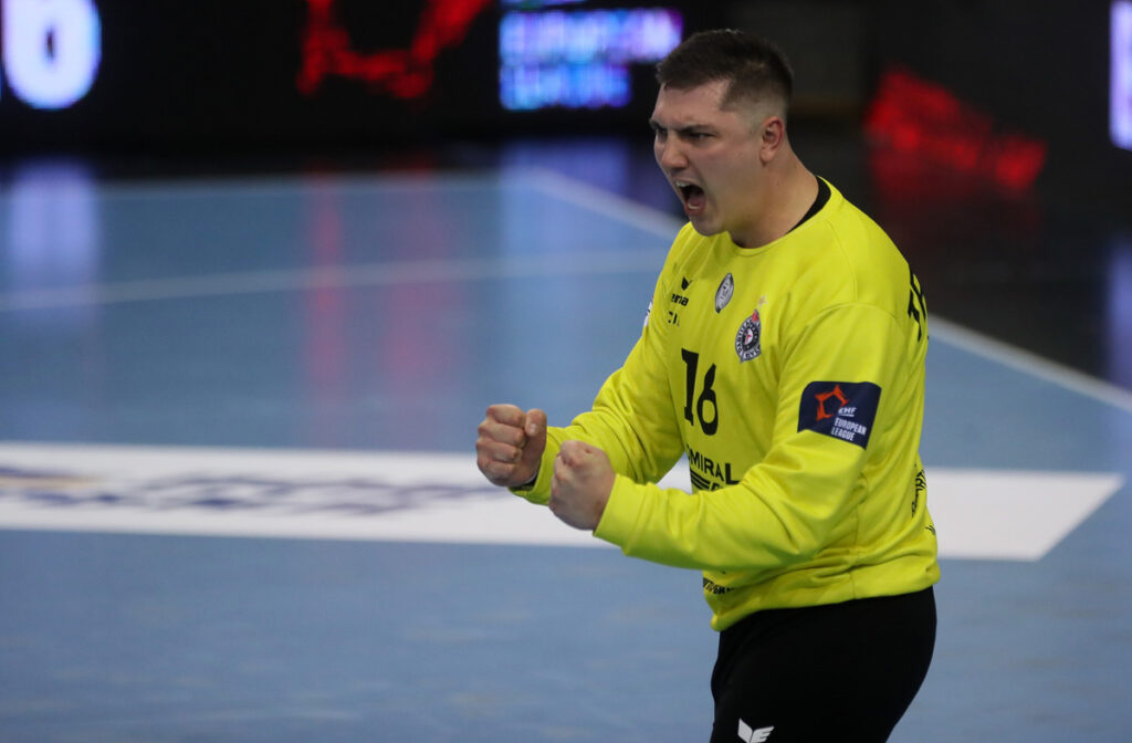 rukometas Partizana na utakmici EHF Evrokupa protiv Kadeten Safhauzen u hali SC Banjica, Beograd 21.10.2025. godine Foto: VM / MN PRESS PHOTO Rukomet, Partizan, Kadeten Safhauzen, EHF Eurocup