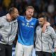 Napoli's Kevin De Bruyne leaves the pitch injured during the Italian Serie A soccer match between Napoli and Inter Milan, in Naples, Italy, Saturday, Oct. 25, 2025. (Alessandro Garofalo/LaPresse via AP)